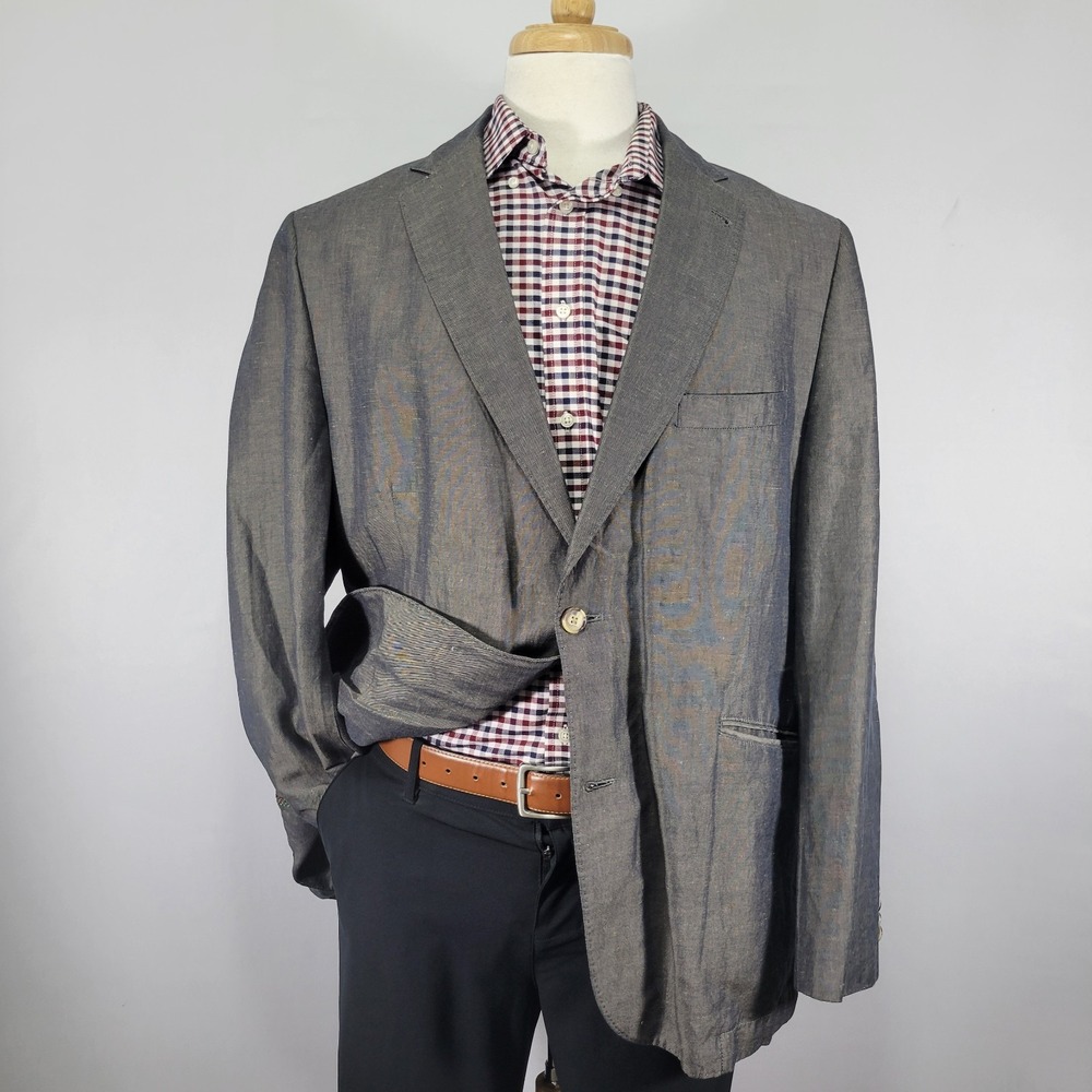 Kroon Luxury Men's Sport Coat Blazer Two Button Cotton Linen STING WASH 46R